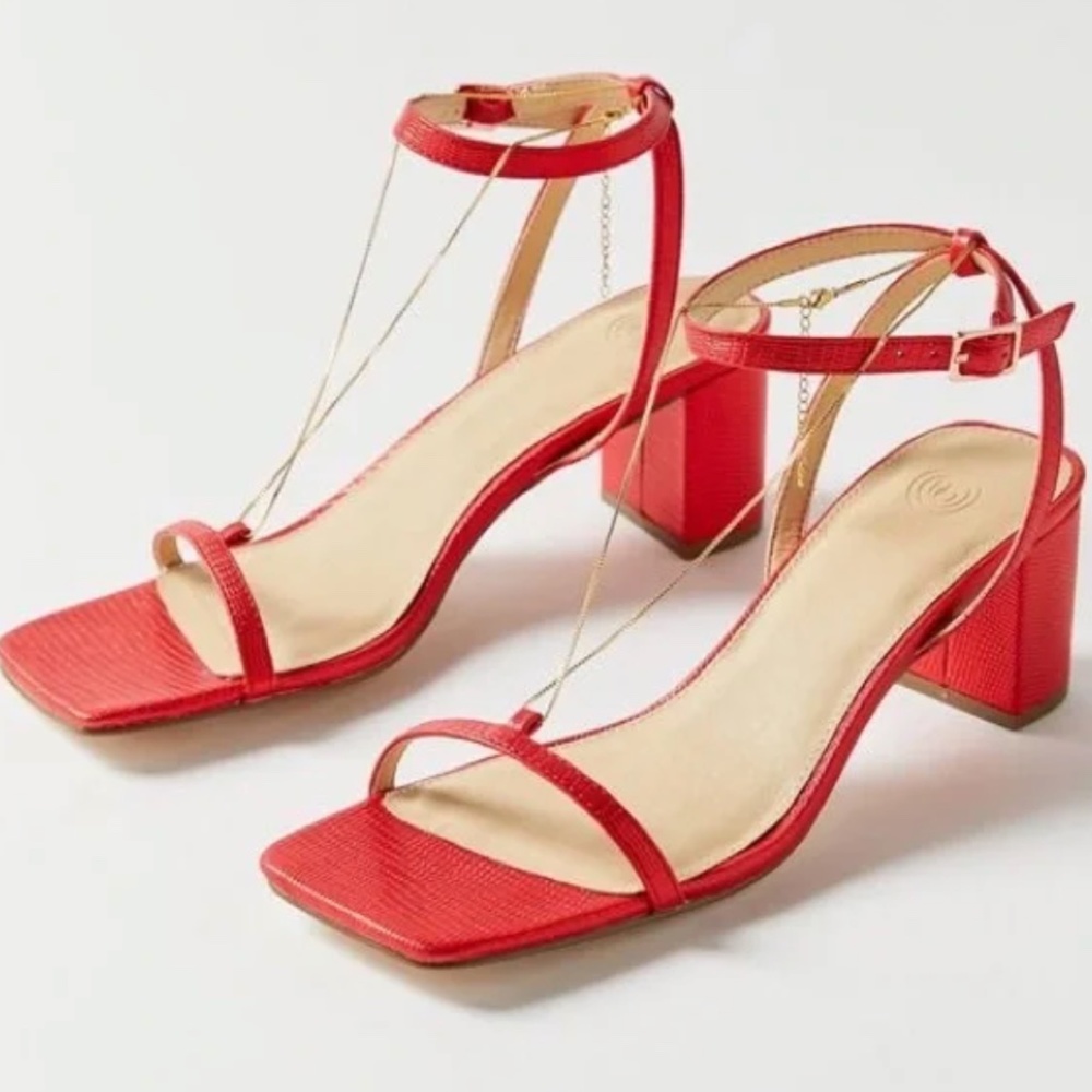 Urban Outfitters Red Block Heel Strappy Sandals